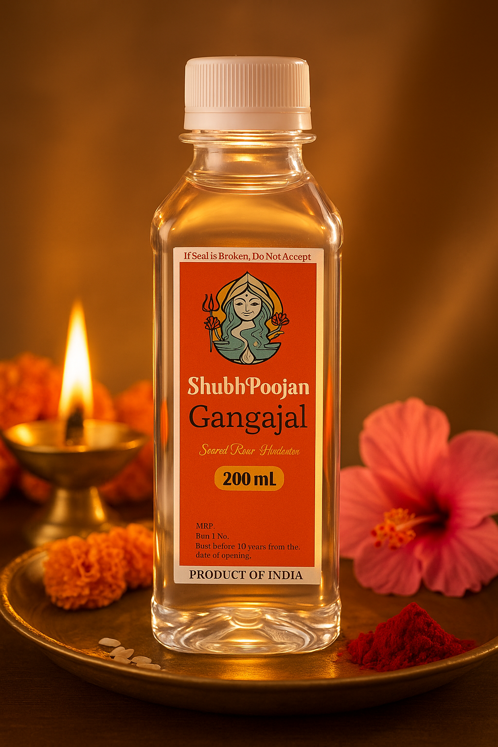 ShubhPoojan Sacred Gangajal – 200mL (Pack of 6) | Pure Ganga Jal from Haridwar