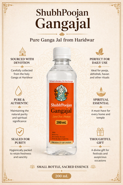 ShubhPoojan Sacred Gangajal – 200mL (Pack of 6) | Pure Ganga Jal from Haridwar